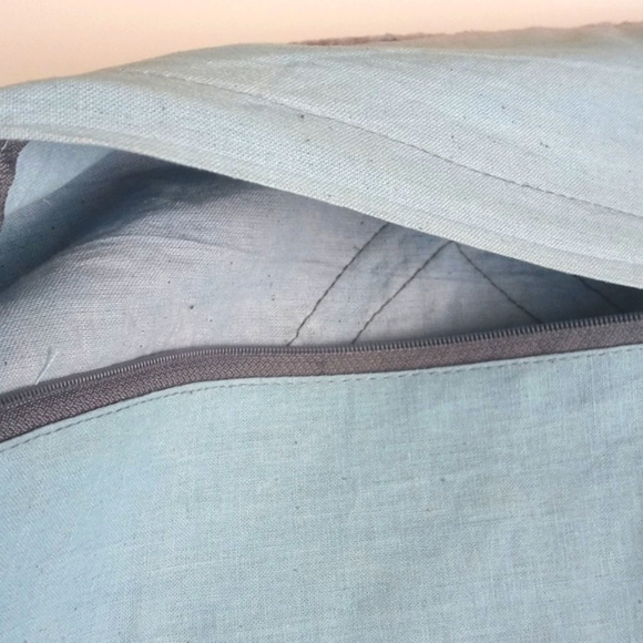 Vintage Antique Dusty Blue Velvet Embroidered Embossed Star Pillow Sham - Picture 7 of 11